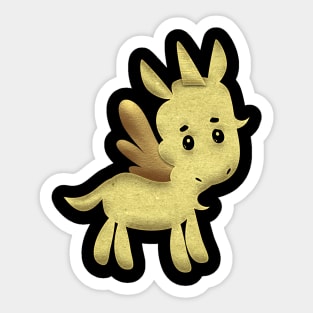 Gold Cute Unicorn Wings Sticker